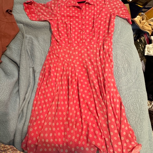 eShakti Fuchsia Polka Dot Midi Dress - Picture 4 of 9